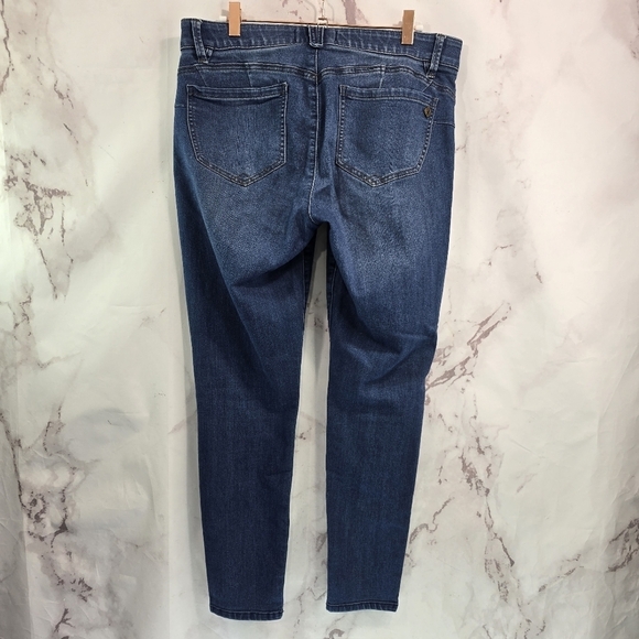 Democracy Jeans Womens 10 High Rise Skinny Ab Solution Denim Dark Whiskering - Picture 1 of 11